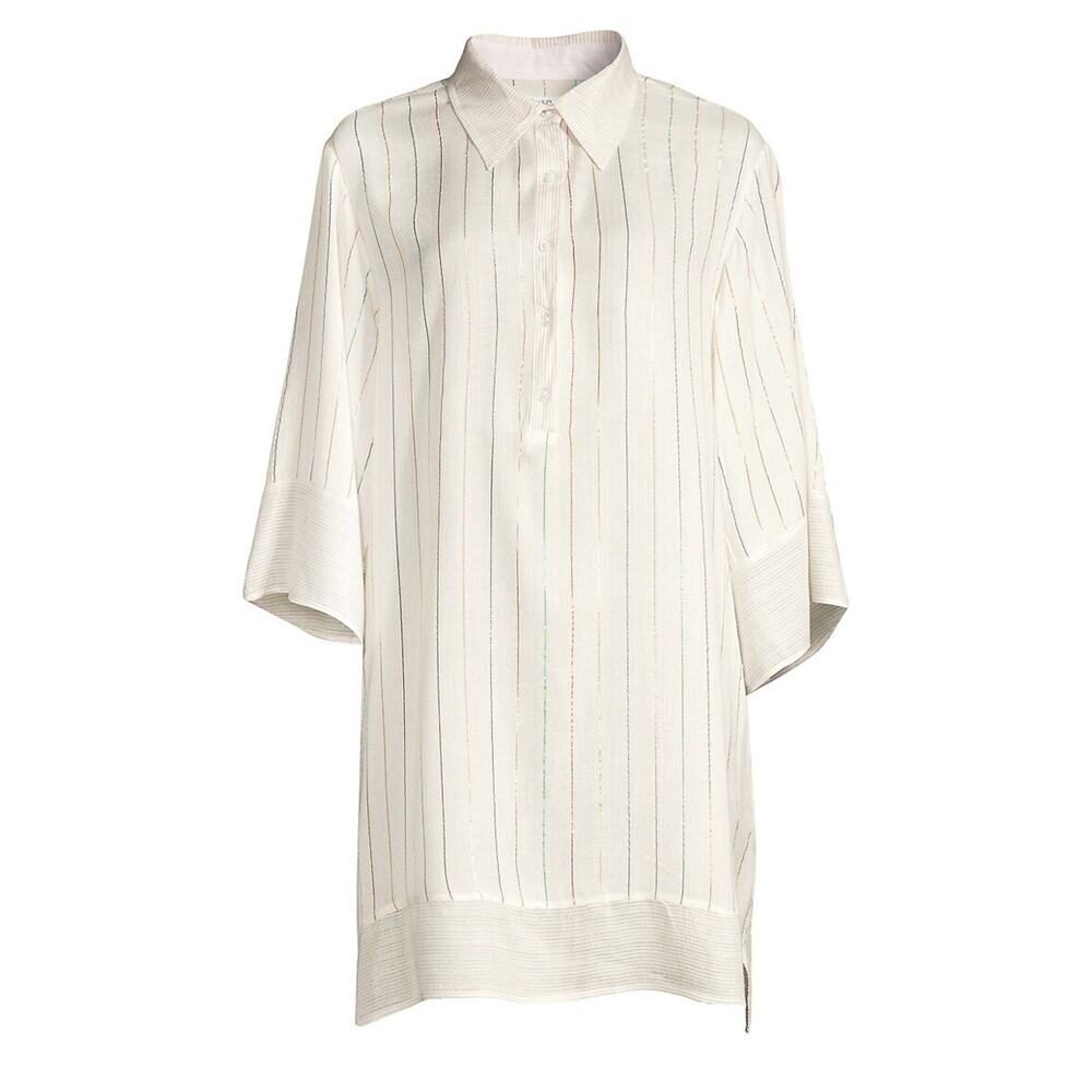 Pitusa Metallic White Striped Mini Shirtdress Size Standard (M-XL) NWT